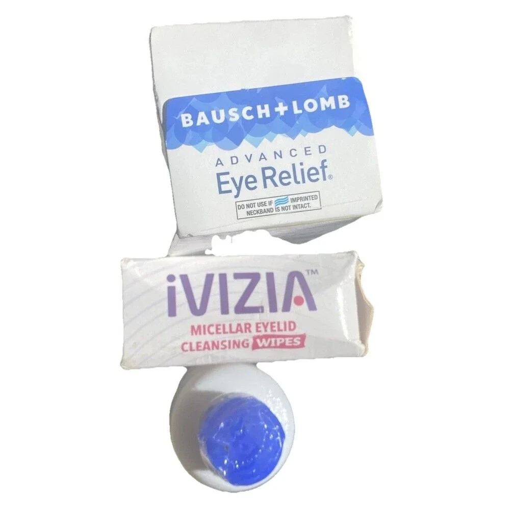Bausch Lomb Advanced Eye Relief Wash 4 oz IVIZIA Micellar Eye Cleansing Wipes